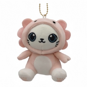 粉色带帽小猫挂件